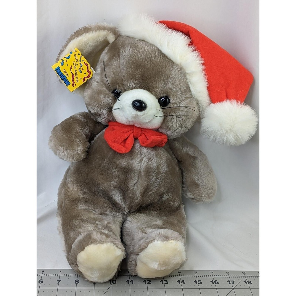 Prestige Squeek Mouse Plush Christmas Cap 18 Inch 1985 Stuffed Animal Toy
